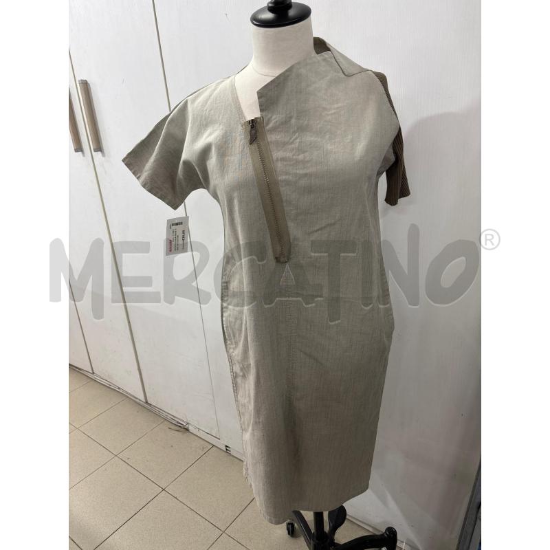 VESTITO DONNA BEIGE MANICA A COSTINE CON ZIP OBLIQUE | Mercatino dell'Usato Benevento 1