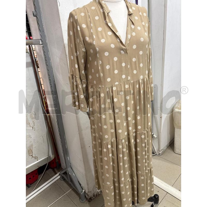 VESTITO DONNA BEIGE POIS BIANCHI NINA KENDOSA | Mercatino dell'Usato Benevento 1