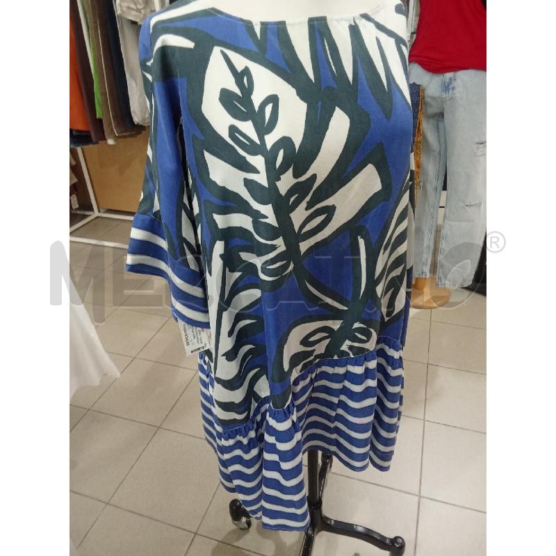 VESTITO DONNA BIANCO BLU FOGLIE NERE BIANCHE ATTEA | Mercatino dell'Usato Benevento 3