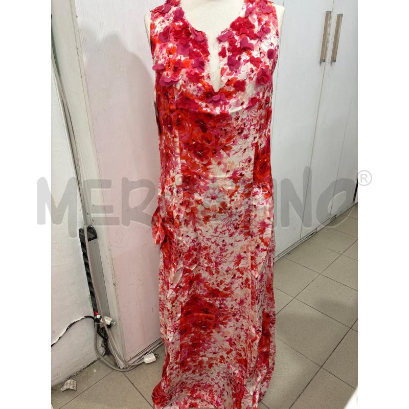 VESTITO DONNA BIANCO CON FIORI ROSSI ROSA DETTAGLI FIORI 3D TWINSET | Mercatino dell'Usato Benevento 1