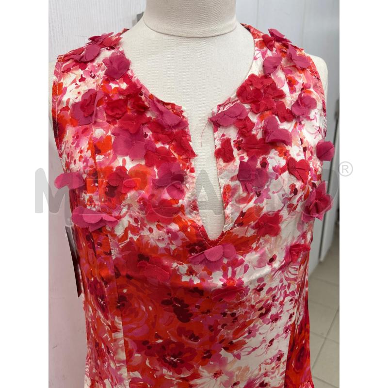 VESTITO DONNA BIANCO CON FIORI ROSSI ROSA DETTAGLI FIORI 3D TWINSET | Mercatino dell'Usato Benevento 2