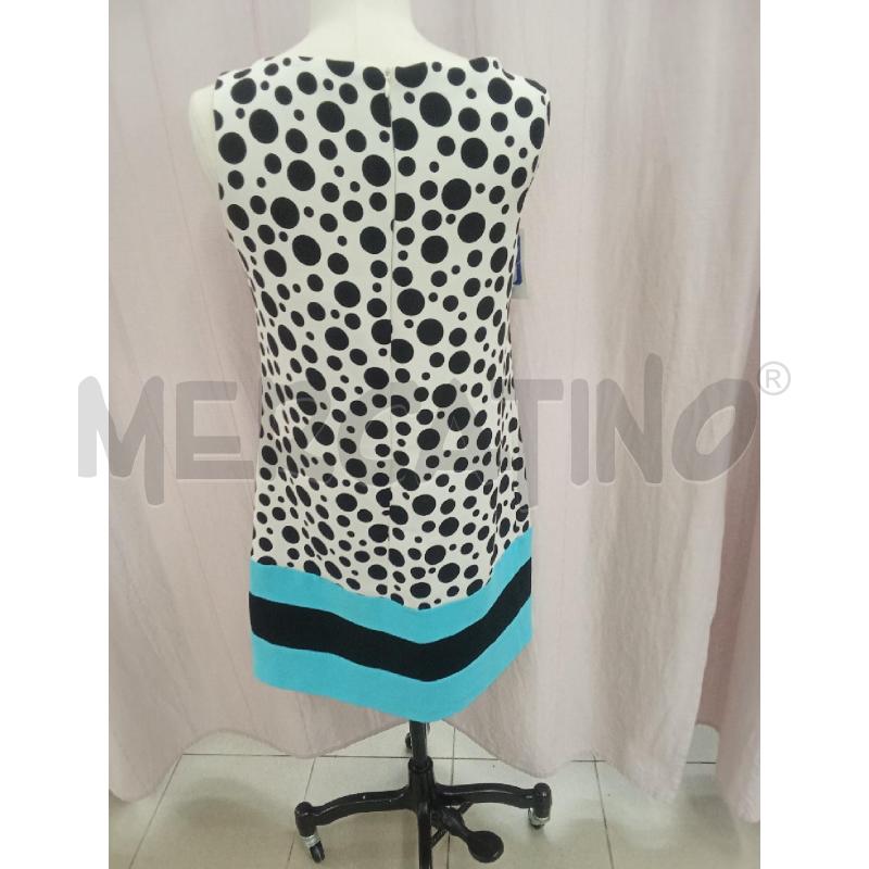 VESTITO DONNA BIANCO POIS NERI CON BANDA AZZURRA ZIP DIETRO RINASCIMENTO | Mercatino dell'Usato Benevento 2