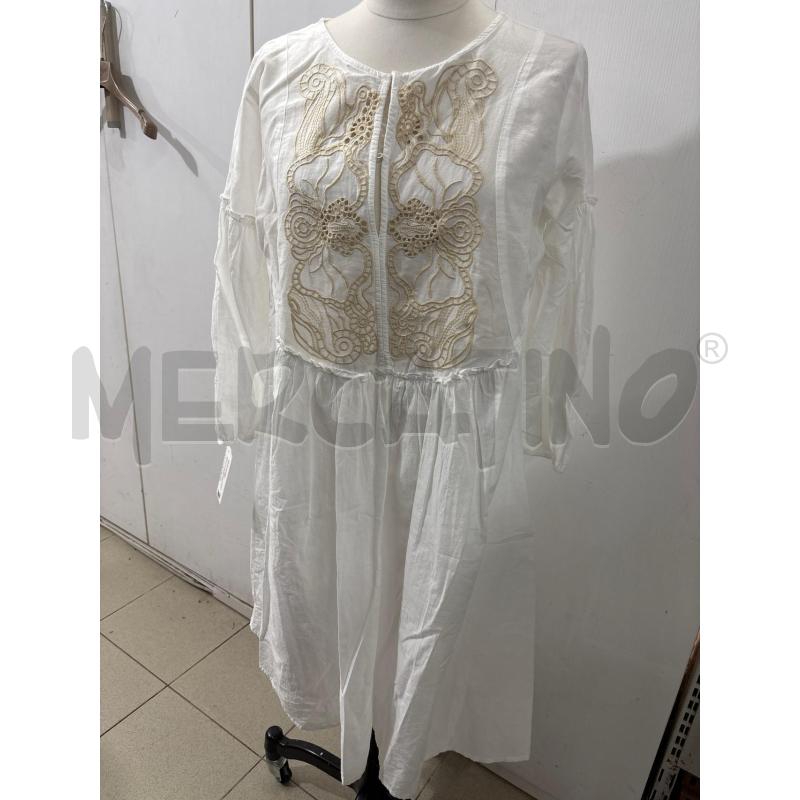 VESTITO DONNA BIANCO RICAMO BEIGE PETTO OLTRE | Mercatino dell'Usato Benevento 1