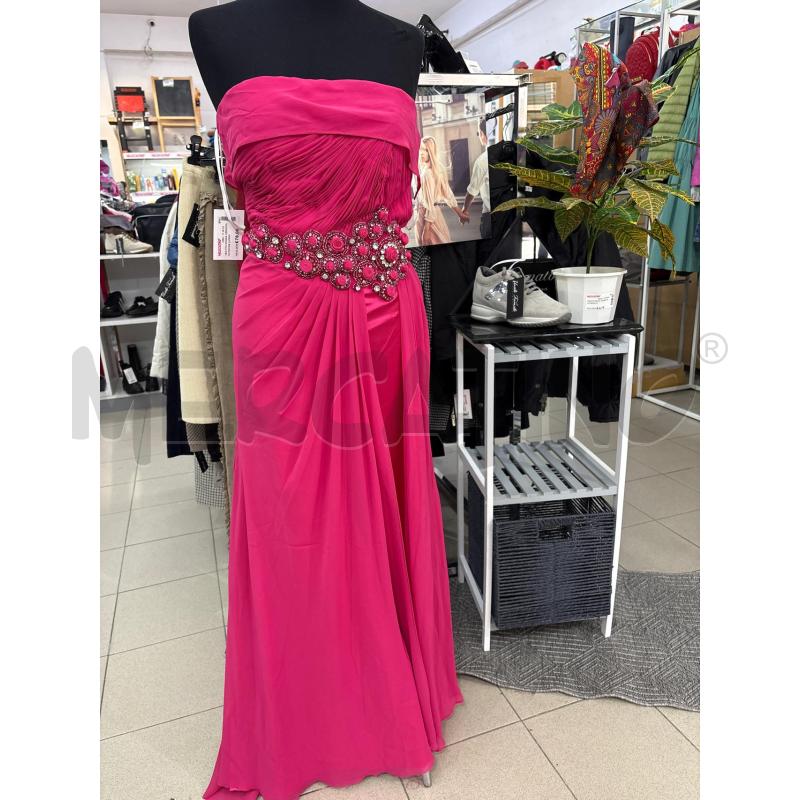 VESTITO DONNA CERIMONIA FUCSIA LUNGO CON VELO INSERTO IN VITA LA VENERE DI ANTOPA | Mercatino dell'Usato Benevento 1