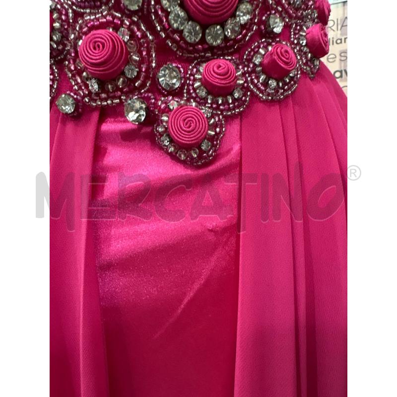 VESTITO DONNA CERIMONIA FUCSIA LUNGO CON VELO INSERTO IN VITA LA VENERE DI ANTOPA | Mercatino dell'Usato Benevento 3