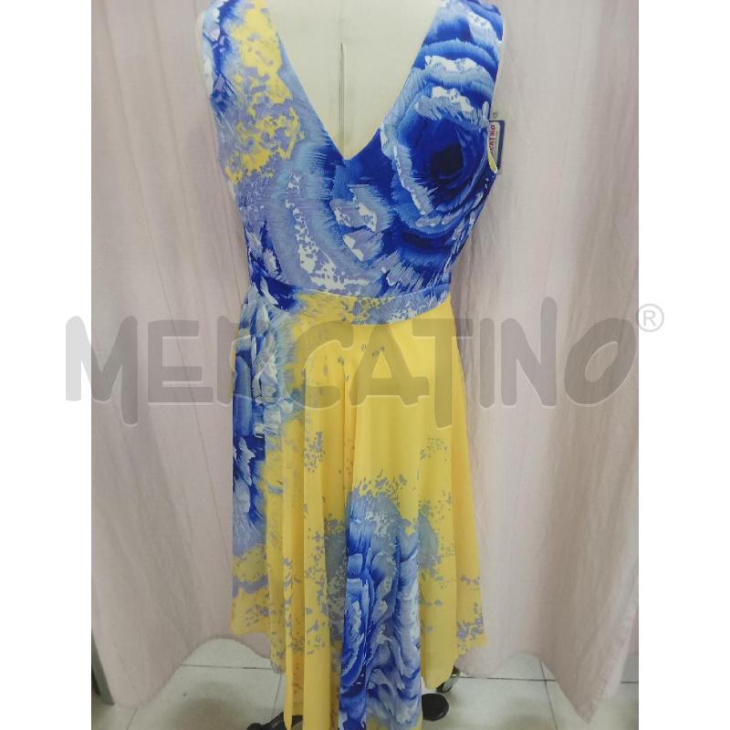VESTITO DONNA CERIMONIA GIALLO BLU PAOLA FORTI + STOLA | Mercatino dell'Usato Benevento 3