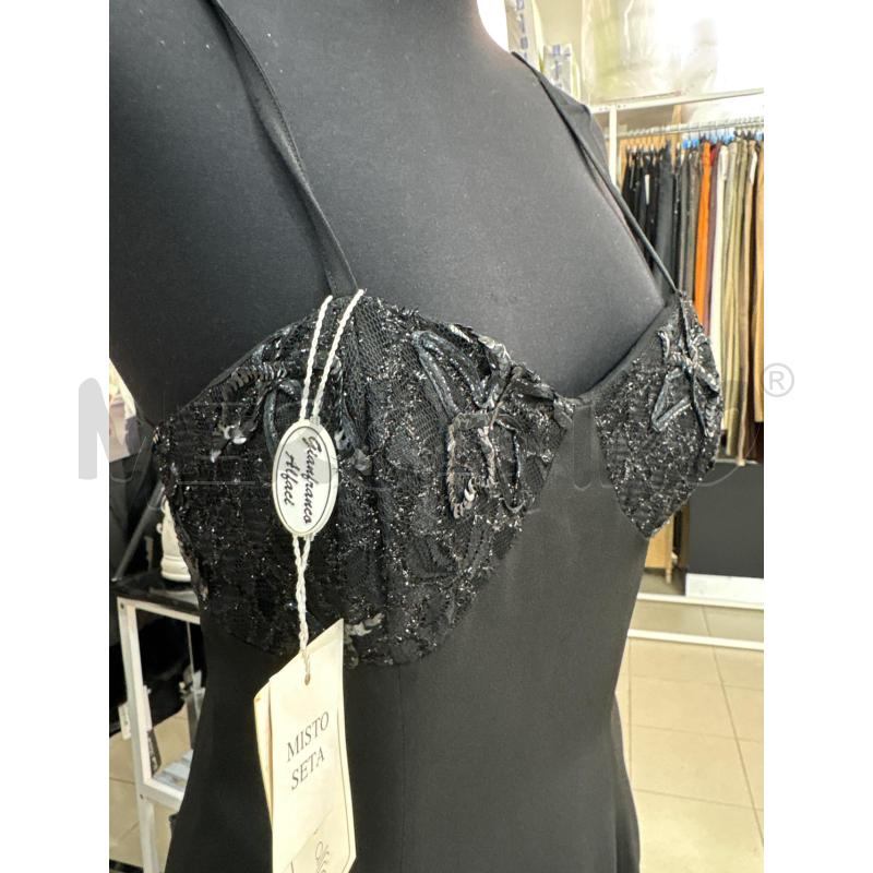 VESTITO DONNA CERIMONIA LUNGO NERO SPALLINE INSERTI AL PETTO GIANFRANCO ALFACI | Mercatino dell'Usato Benevento 3