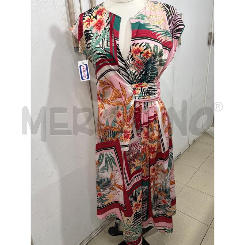 VESTITO DONNA FANTASIA ROSA ROSSO CON FIORI ZARA BASIC | Mercatino dell'Usato Benevento 1