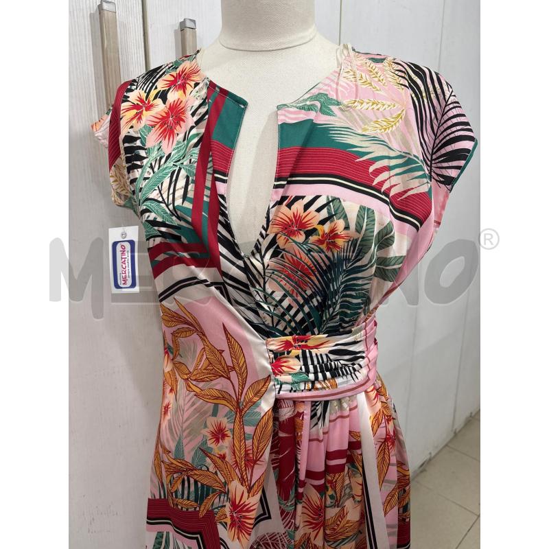 VESTITO DONNA FANTASIA ROSA ROSSO CON FIORI ZARA BASIC | Mercatino dell'Usato Benevento 2
