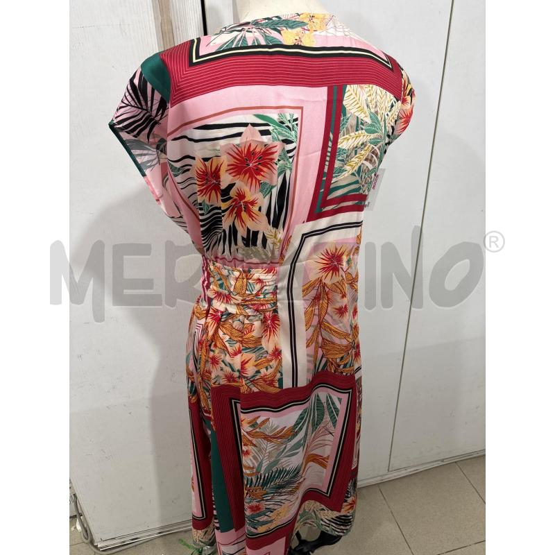 VESTITO DONNA FANTASIA ROSA ROSSO CON FIORI ZARA BASIC | Mercatino dell'Usato Benevento 4