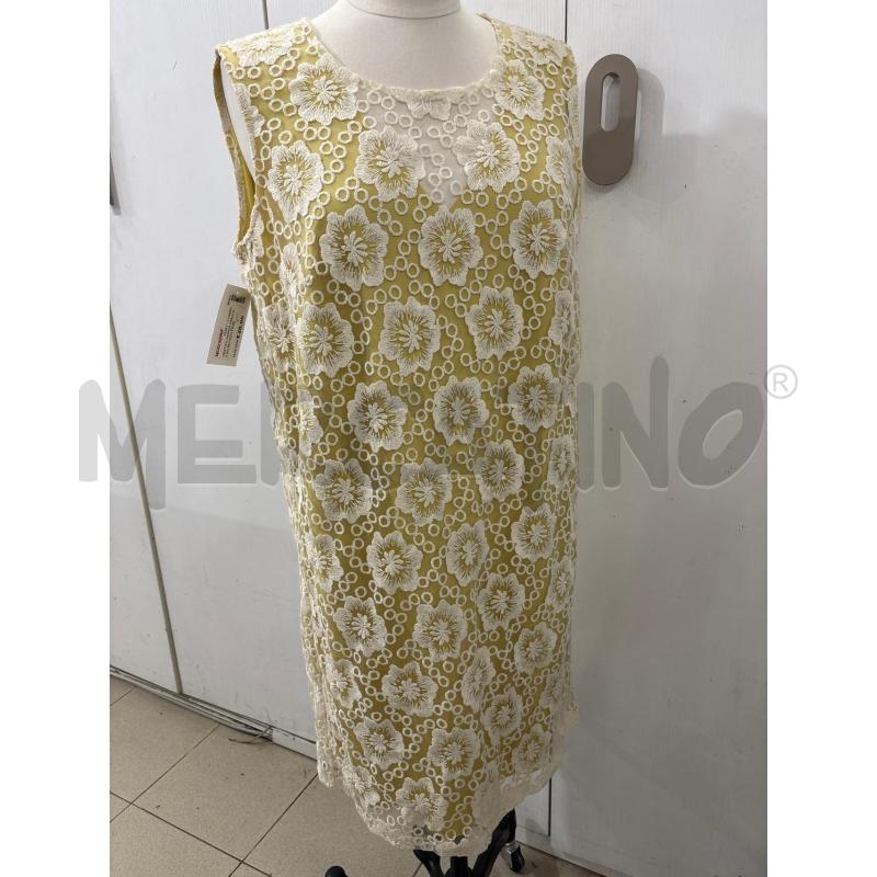 VESTITO DONNA GIALLO CON RICAMO FIORI BIANCHI LA FEE MARABOUTEE | Mercatino dell'Usato Benevento 1
