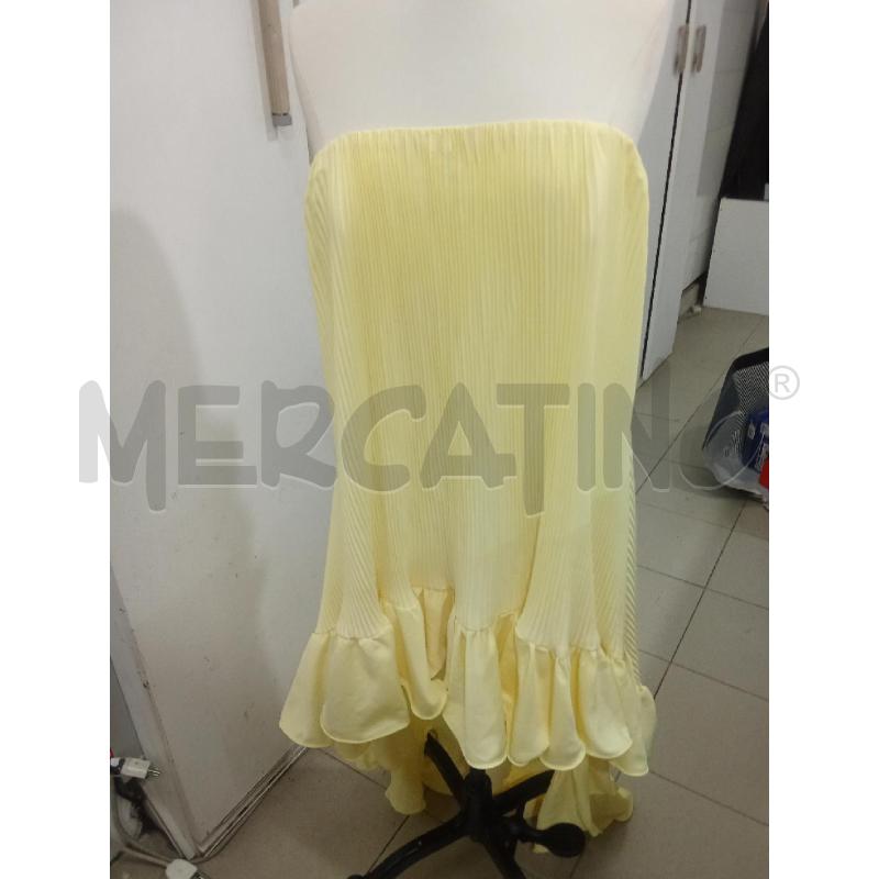 VESTITO DONNA GIALLO CON ROUGE PLISSETTATO CORTO AVANTI LUNGO DIETRO CLUB L | Mercatino dell'Usato Benevento 1