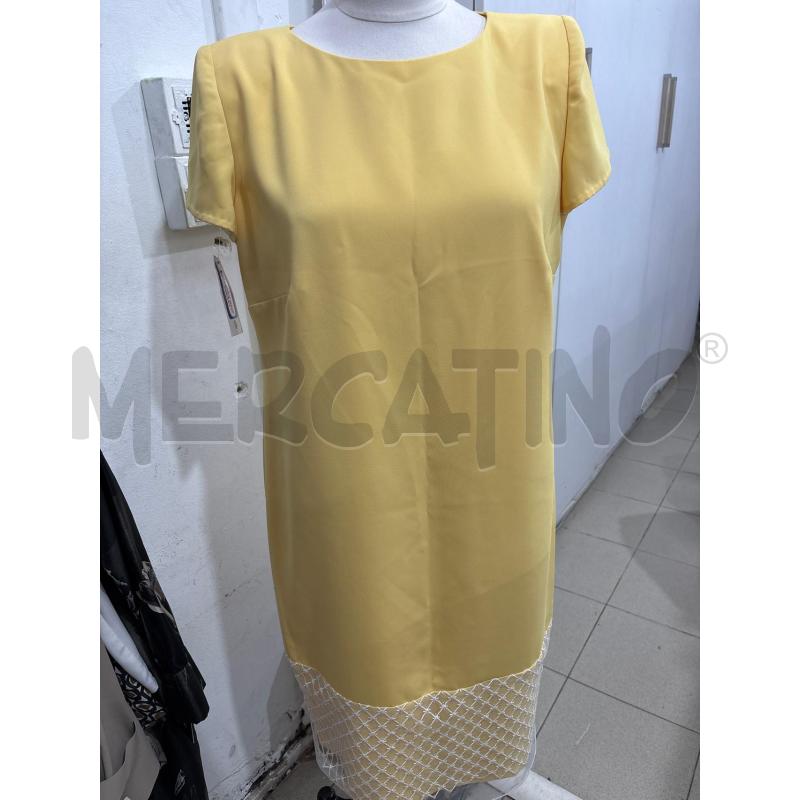 VESTITO DONNA GIALLO SARTORIALE ROMBI BIANCHI IN FONDO | Mercatino dell'Usato Benevento 1