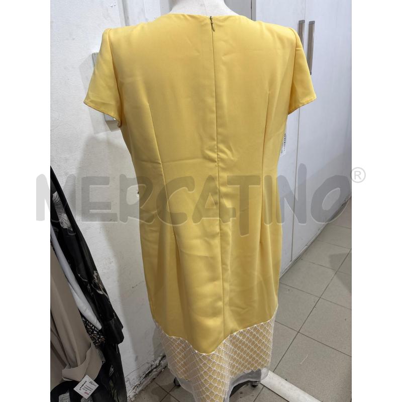 VESTITO DONNA GIALLO SARTORIALE ROMBI BIANCHI IN FONDO | Mercatino dell'Usato Benevento 3