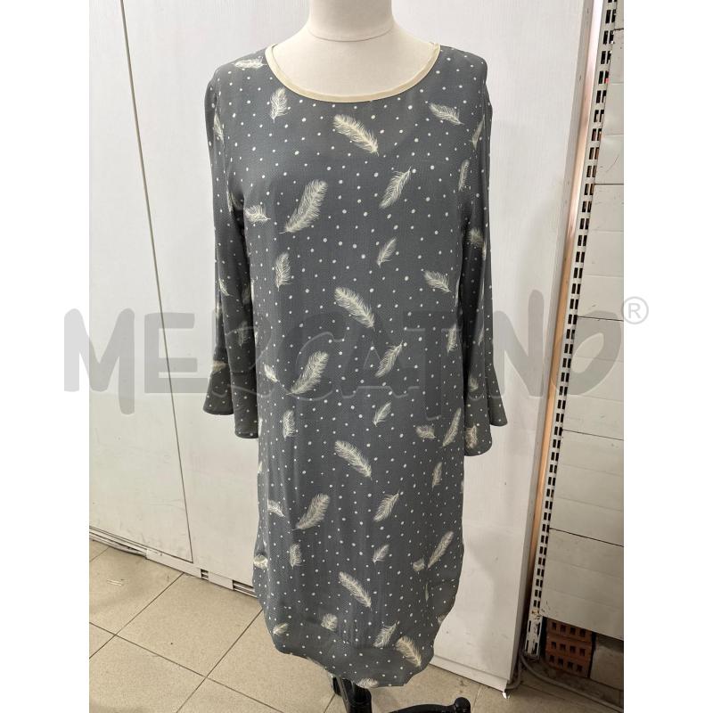 VESTITO DONNA GRIGIO PIUME CON SOTTOVESTE RIGHE ZZURRE MERCI ITALIA | Mercatino dell'Usato Benevento 1