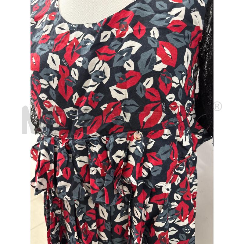 VESTITO DONNA LIUJO STAMPA BACIO ROSSO GRIGIO MANICHE PIZZO | Mercatino dell'Usato Benevento 3