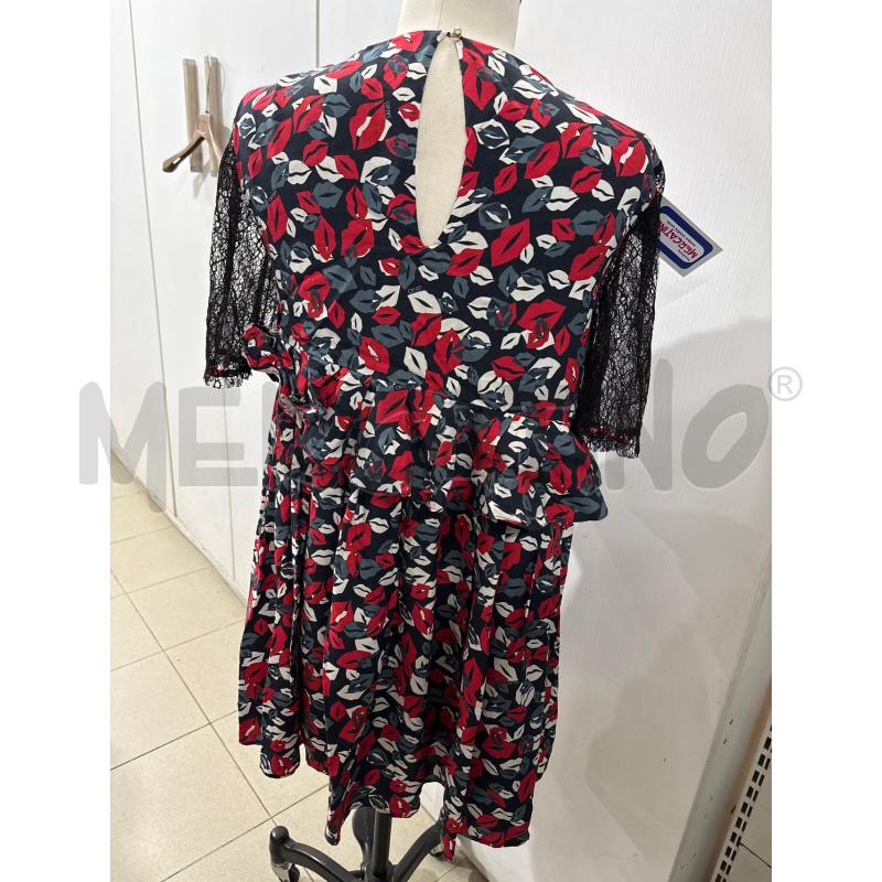 VESTITO DONNA LIUJO STAMPA BACIO ROSSO GRIGIO MANICHE PIZZO | Mercatino dell'Usato Benevento 4