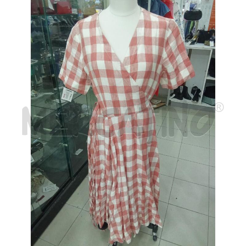 VESTITO DONNA LUNGO A PORTAFOGLIO QUADRI ROSSO BIANCO SON DE FLOR | Mercatino dell'Usato Benevento 1