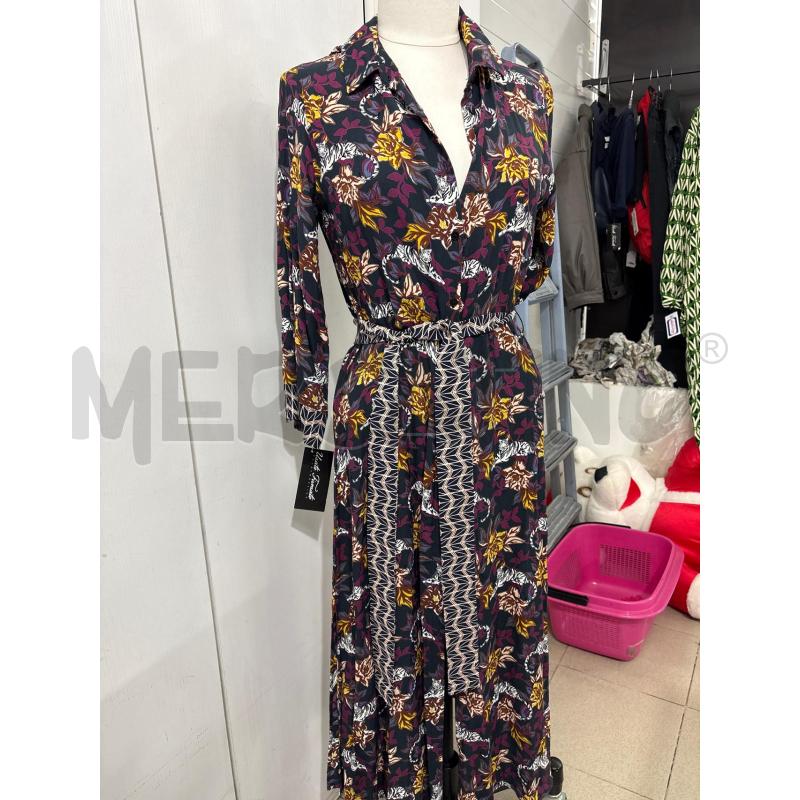 VESTITO DONNA LUNGO BLU FANTASIA VIOLA EMME MARELLA CINTURA | Mercatino dell'Usato Benevento 1