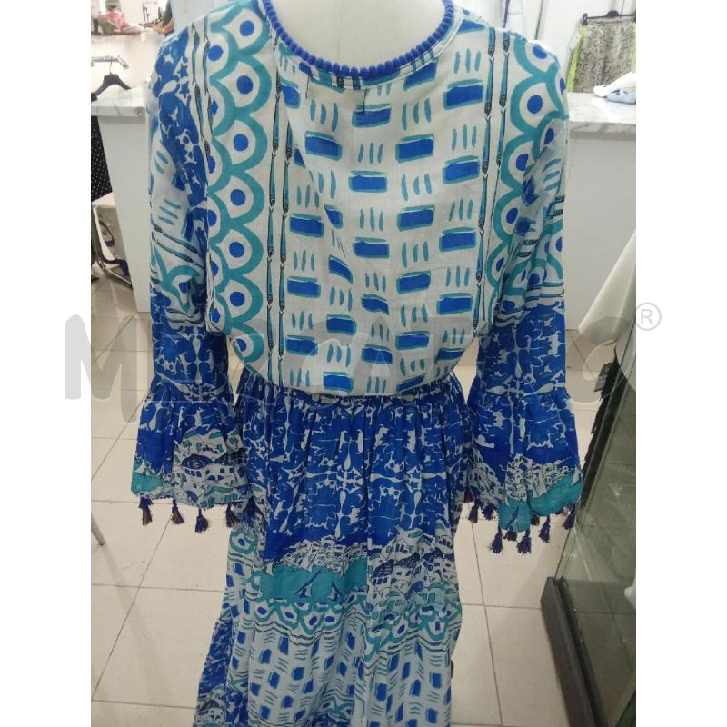 VESTITO DONNA LUNGO BLU  BIANCO ANTICA SARTORIA BY GIACOMO CINQUE SCOLLO V CON CORALLINI | Mercatino dell'Usato Benevento 4