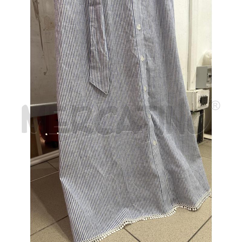 VESTITO DONNA LUNGO CAMICIA RIGHE BLU BIANCO PIOMBO | Mercatino dell'Usato Benevento 3