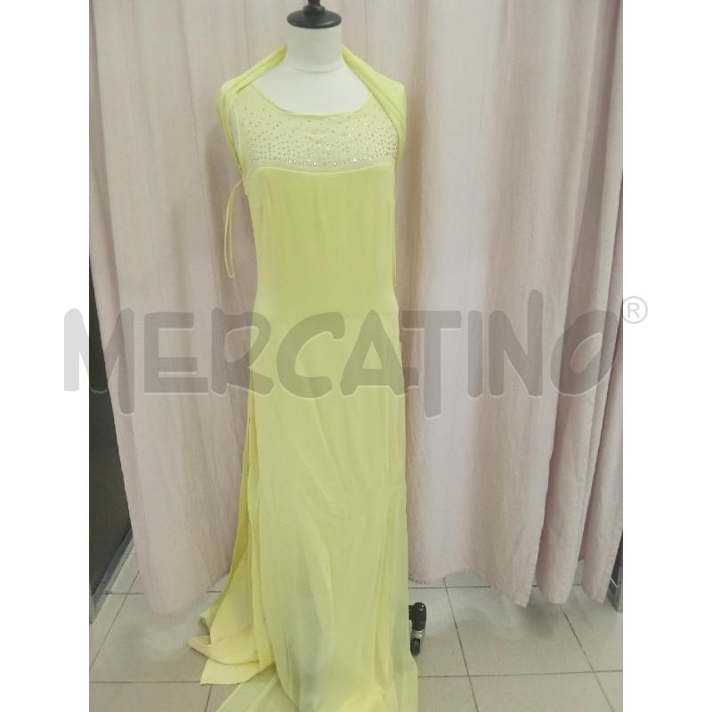VESTITO DONNA LUNGO CERIMONIA GIALLO PETTO STRASS +STOLA ARGENTI  | Mercatino dell'Usato Benevento 1