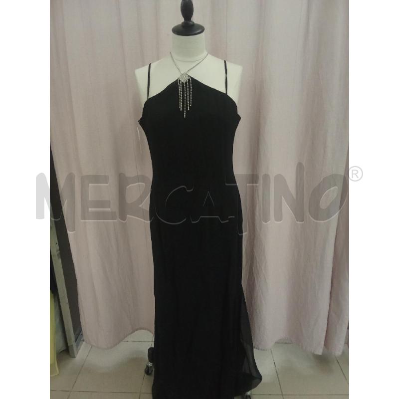 VESTITO DONNA LUNGO CERIMONIA NERO CON GIOIELLO PENDENTE VELO  | Mercatino dell'Usato Benevento 1