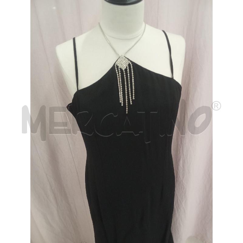 VESTITO DONNA LUNGO CERIMONIA NERO CON GIOIELLO PENDENTE VELO  | Mercatino dell'Usato Benevento 2