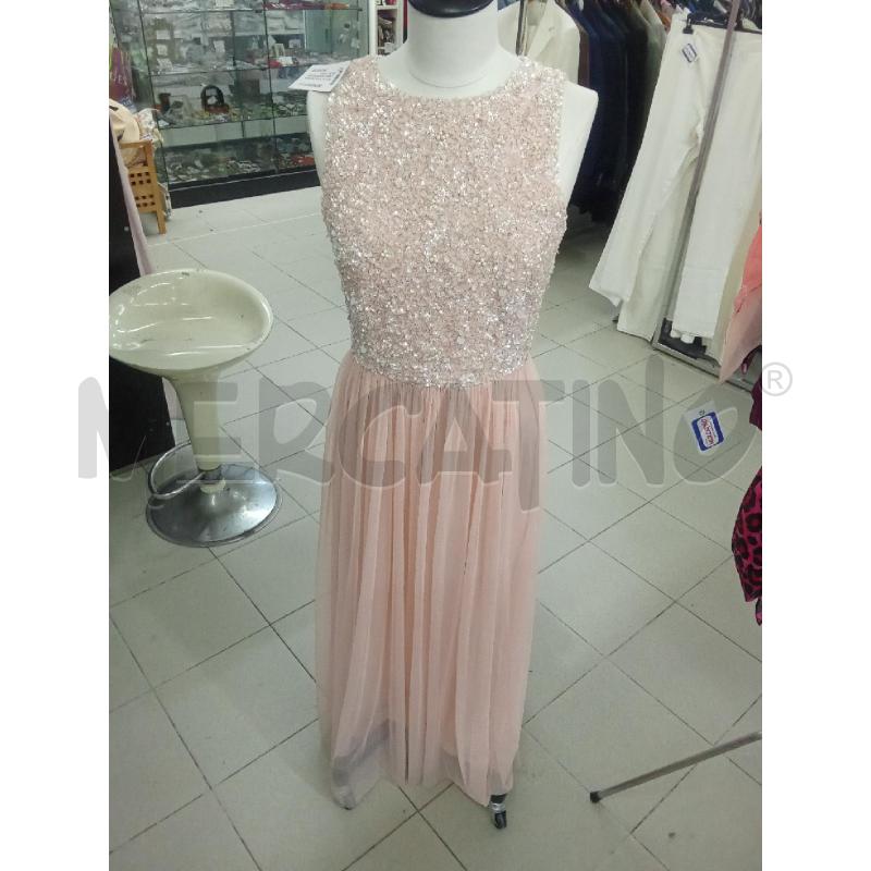 VESTITO DONNA LUNGO CERIMONIA ROSA TULLE CORPETTO CORALLINI E PERLINE LACE&BEADS | Mercatino dell'Usato Benevento 1