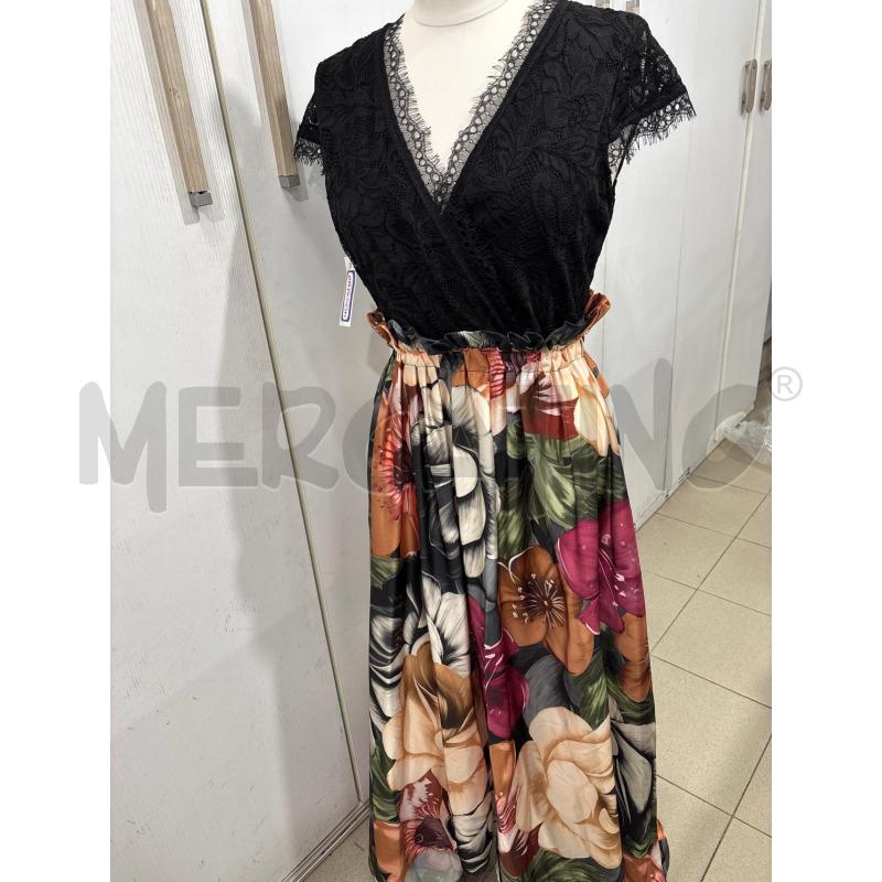 VESTITO DONNA LUNGO FANTASIA CON TOP PIZZO NERO NEW COLLECTION | Mercatino dell'Usato Benevento 1