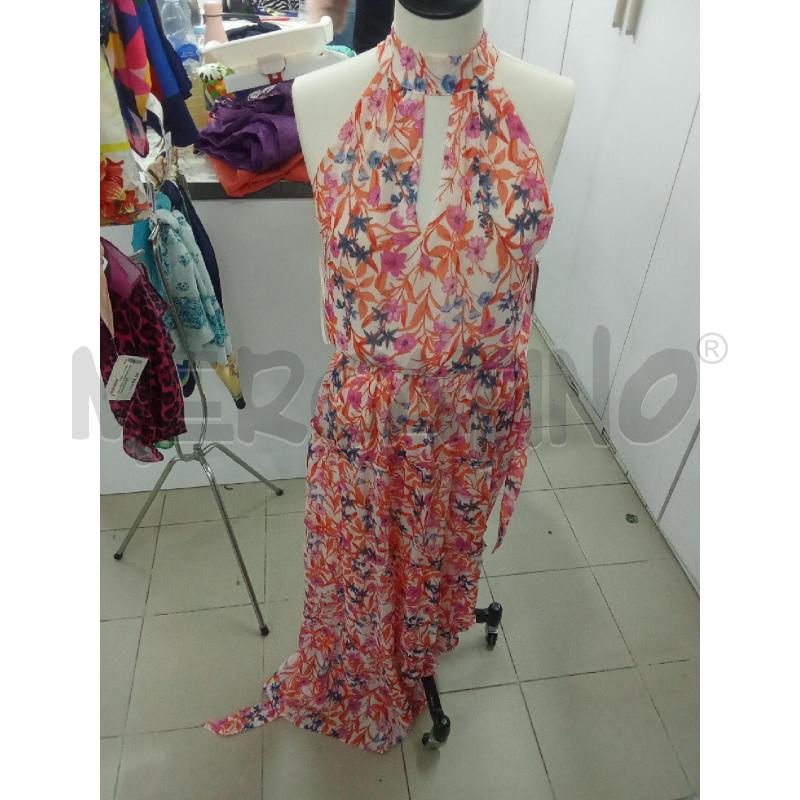 VESTITO DONNA LUNGO FLOREALE FATE ARANCIO VIOLA | Mercatino dell'Usato Benevento 1