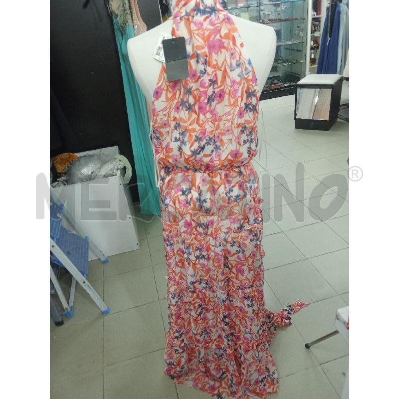 VESTITO DONNA LUNGO FLOREALE FATE ARANCIO VIOLA | Mercatino dell'Usato Benevento 3