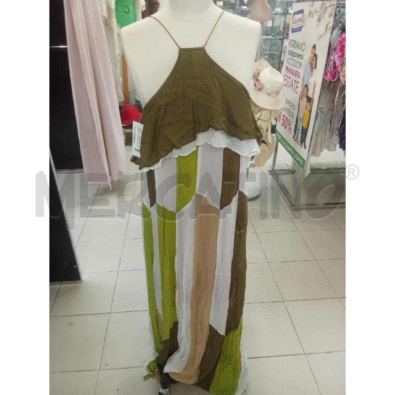 VESTITO DONNA LUNGO TWINSET + STOLA VERDE BEIGE BIANCO | Mercatino dell'Usato Benevento 1