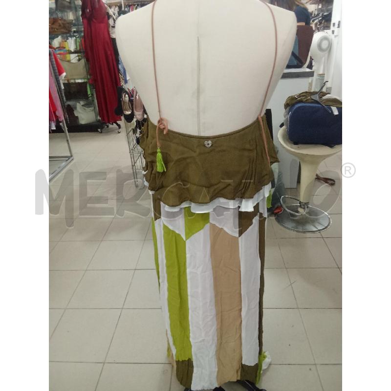 VESTITO DONNA LUNGO TWINSET + STOLA VERDE BEIGE BIANCO | Mercatino dell'Usato Benevento 3