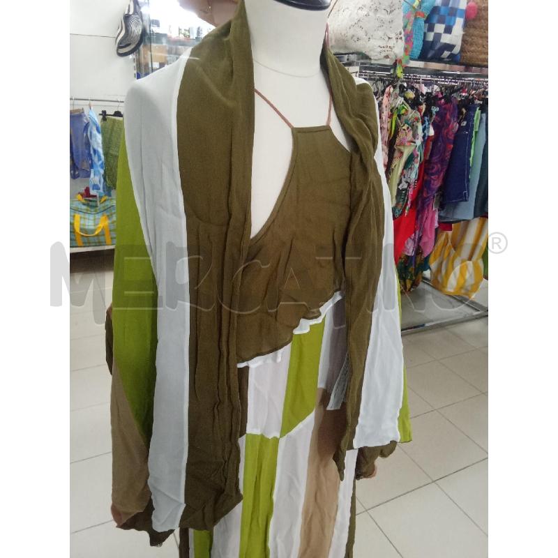 VESTITO DONNA LUNGO TWINSET + STOLA VERDE BEIGE BIANCO | Mercatino dell'Usato Benevento 4