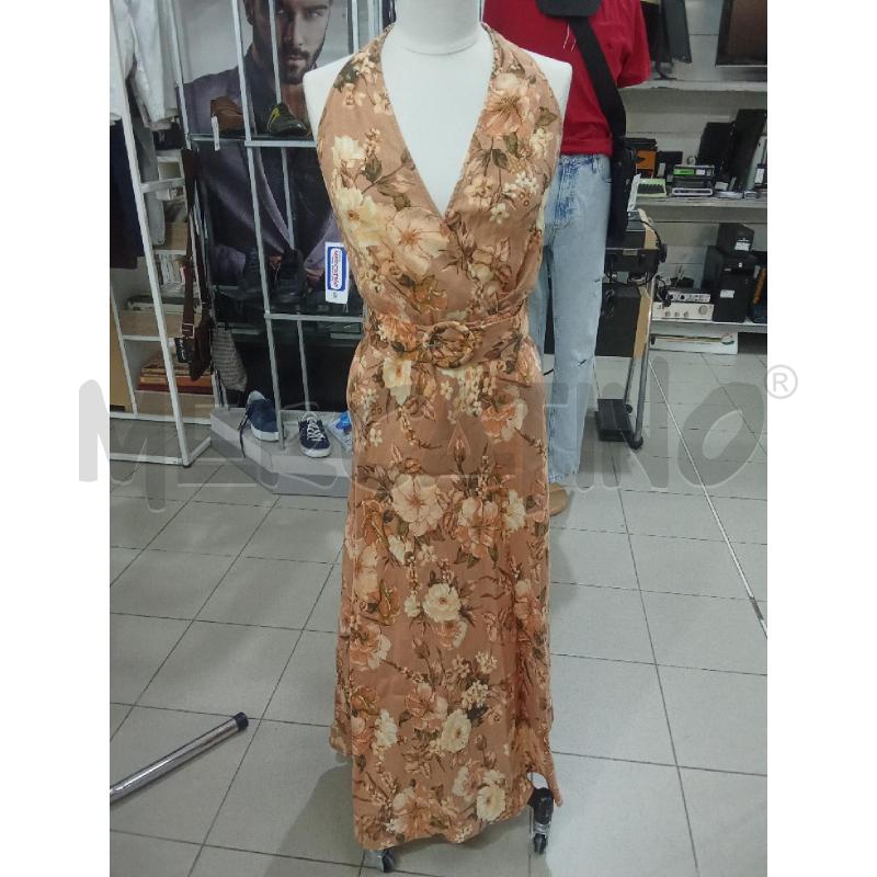 VESTITO DONNA MARRONCINO CON FIORI MANGO | Mercatino dell'Usato Benevento 1