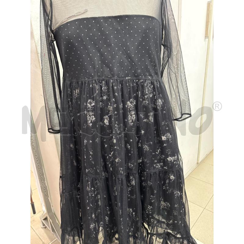 VESTITO DONNA NERO CON MANICHE VELATE SOTTOGONNA FIORELLINI GRIGI TWIN SET | Mercatino dell'Usato Benevento 2