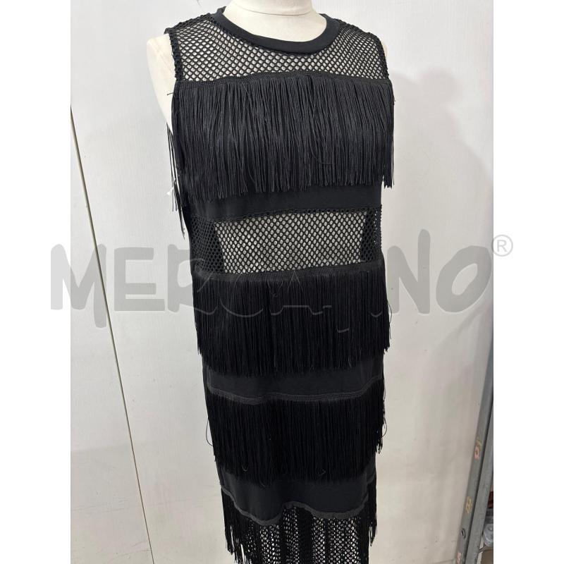 VESTITO DONNA NERO GIROMANICA CON FRANGE INSERTI RETE MARIUCCIA | Mercatino dell'Usato Benevento 1
