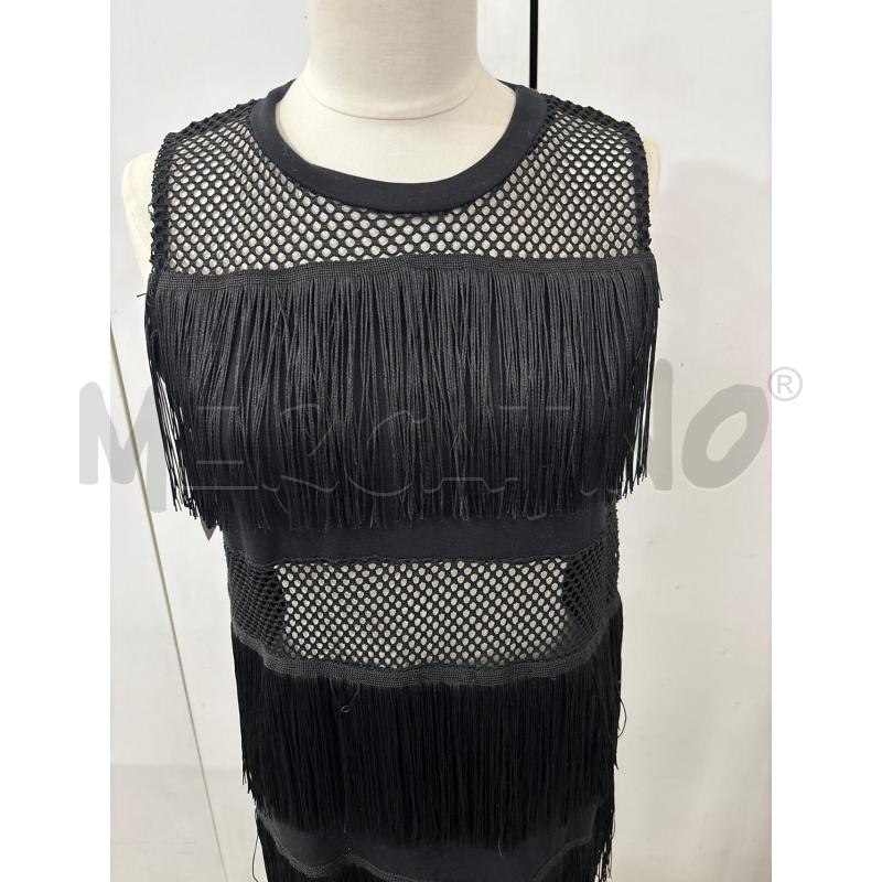 VESTITO DONNA NERO GIROMANICA CON FRANGE INSERTI RETE MARIUCCIA | Mercatino dell'Usato Benevento 2