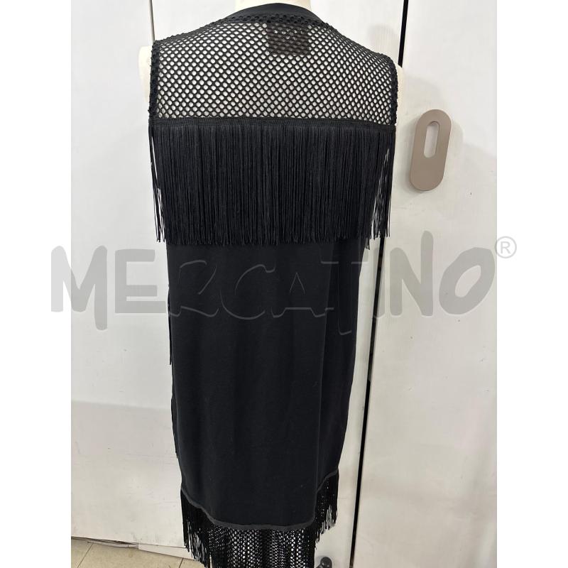 VESTITO DONNA NERO GIROMANICA CON FRANGE INSERTI RETE MARIUCCIA | Mercatino dell'Usato Benevento 3