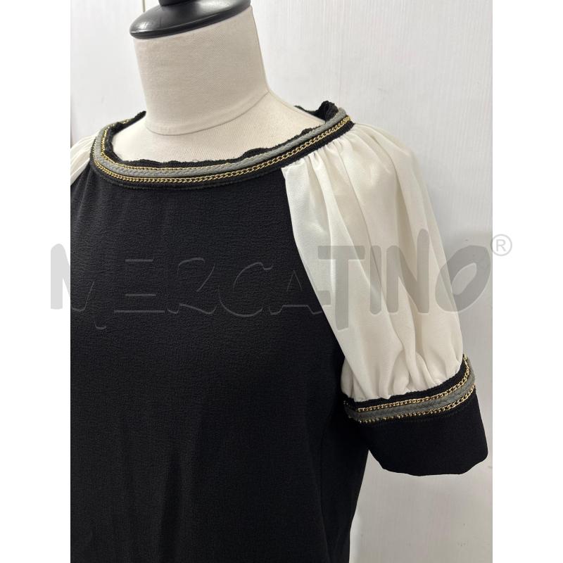 VESTITO DONNA NERO MANICA CORTA BIANCO INSERTO CATENA HEFTY | Mercatino dell'Usato Benevento 2