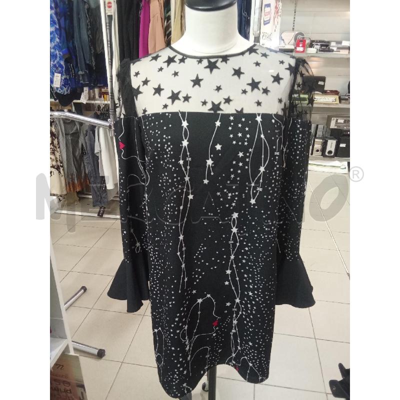 VESTITO DONNA NERO MANICHE VELATE FANTASIA COSTELLAZIONI ELISABETTA FRANCHI   | Mercatino dell'Usato Benevento 1