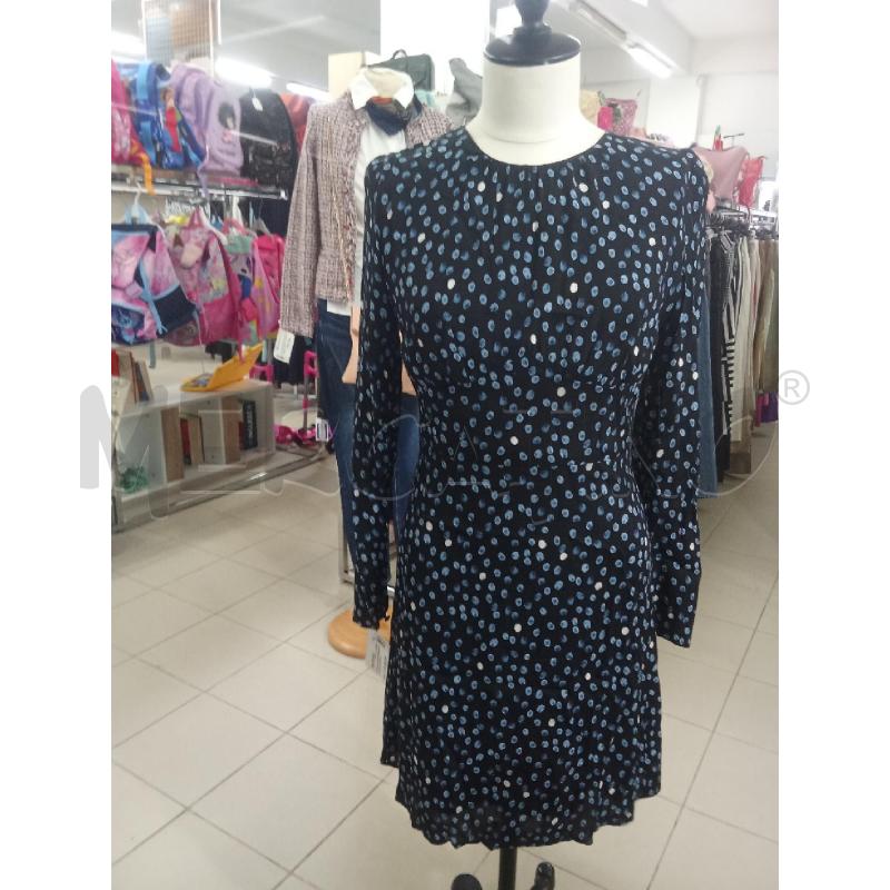 VESTITO DONNA NERO PALLINI AZZURRI BIANCHI MANICA LUNGA MOTIVI  | Mercatino dell'Usato Benevento 1