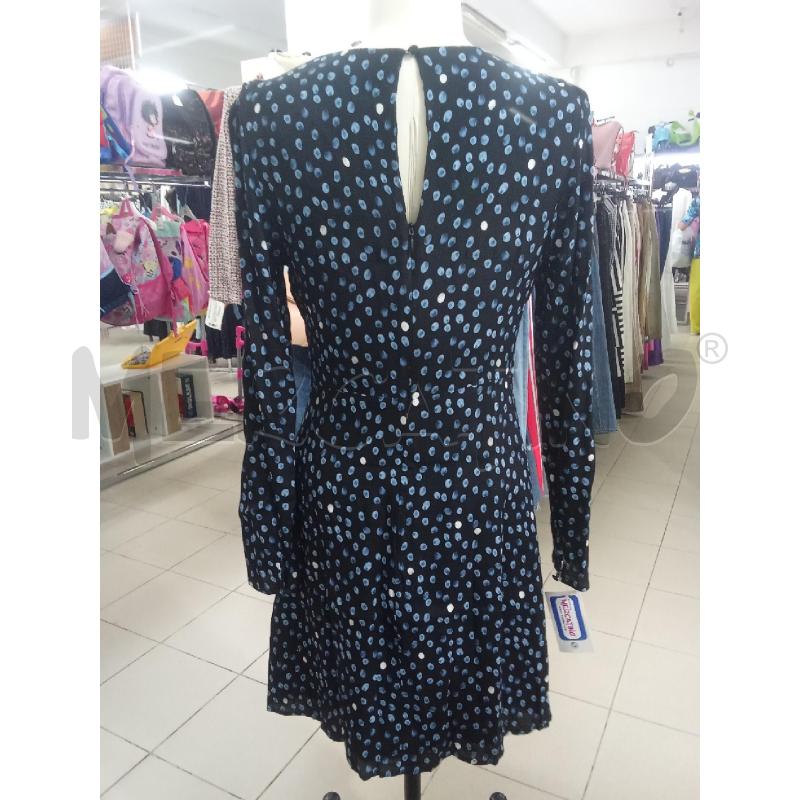 VESTITO DONNA NERO PALLINI AZZURRI BIANCHI MANICA LUNGA MOTIVI  | Mercatino dell'Usato Benevento 2