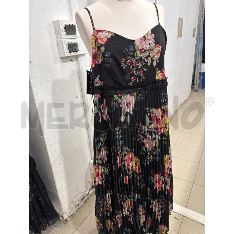 VESTITO DONNA NERO PLISSETTATO CON BRETELLINE FANTASIA FIORI TWINSET | Mercatino dell'Usato Benevento 1