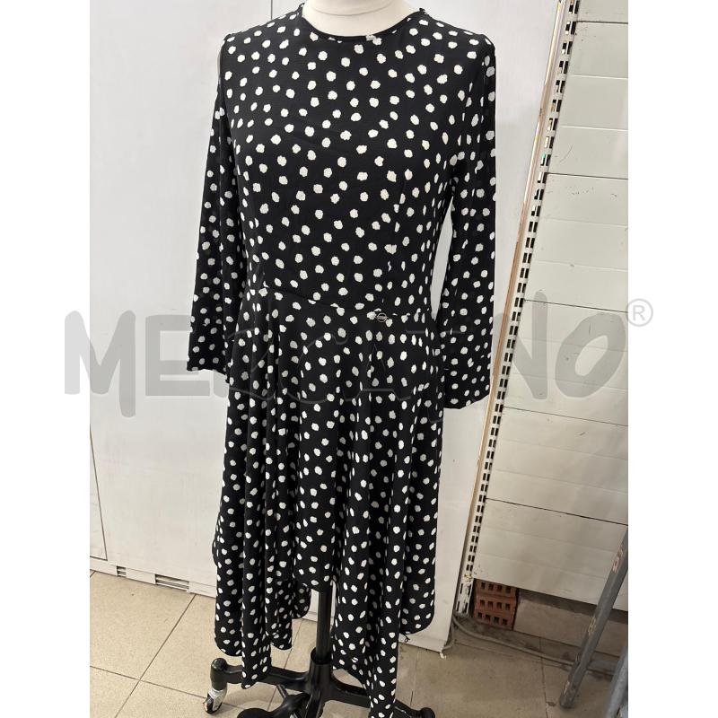 VESTITO DONNA NERO POIS BIANCHI IRONICA BALZE ASIMMETRICHE | Mercatino dell'Usato Benevento 1