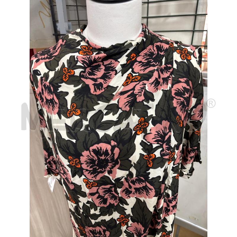 VESTITO DONNA PANNA MARRONE CON FIORI ROSA  GRIFONI | Mercatino dell'Usato Benevento 2