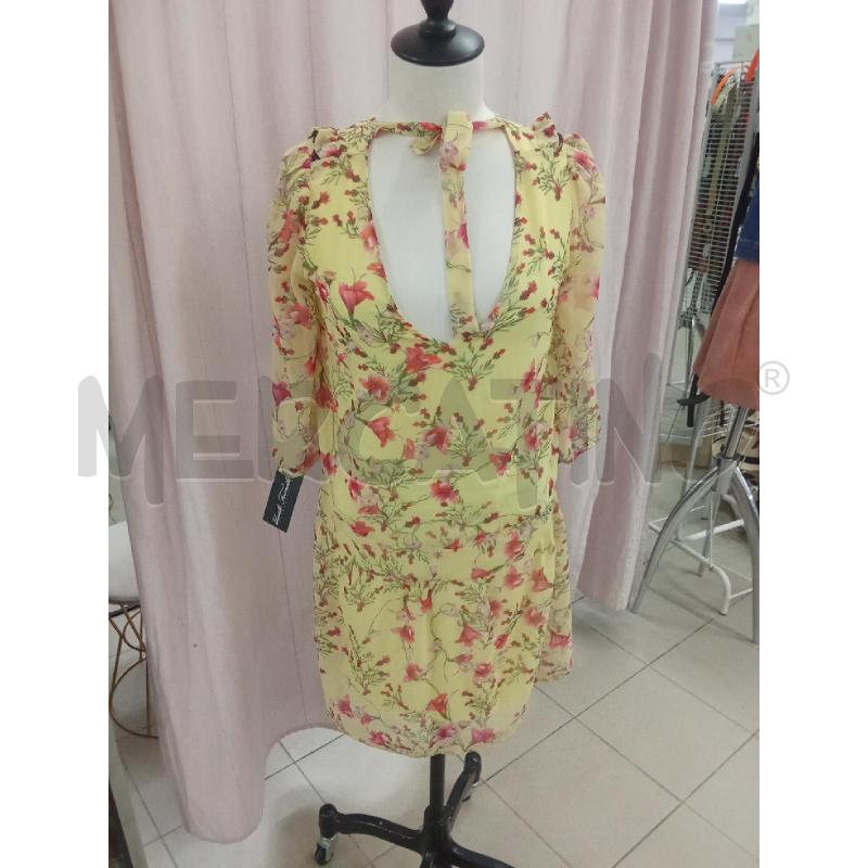 VESTITO DONNA PATRIZIA PEPE GIALLO CON FIORI ROSA  | Mercatino dell'Usato Benevento 1