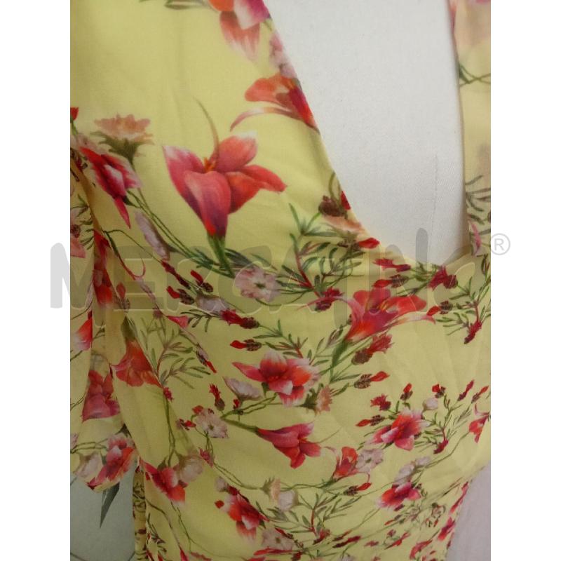 VESTITO DONNA PATRIZIA PEPE GIALLO CON FIORI ROSA  | Mercatino dell'Usato Benevento 3