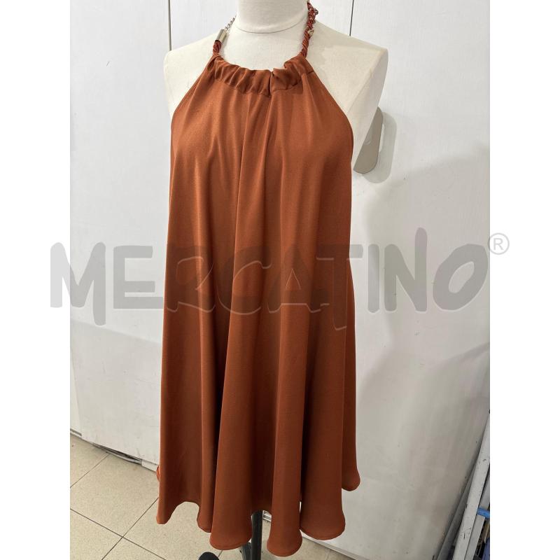 VESTITO DONNA PINKO MARRONE SATINATO INSERTO AL COLLO  | Mercatino dell'Usato Benevento 1